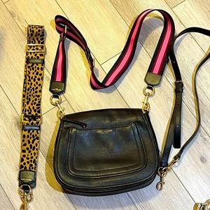 Marc Jacobs black leather crossbody saddle bag with 3 straps inc.